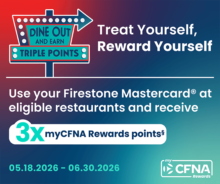 Earn 3X myCFNA Rewards points for eligible restaurants purchases